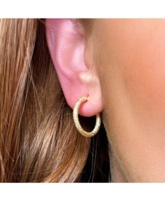 Mini Mesh Gold Hoop Earrings 14K Yellow Gold