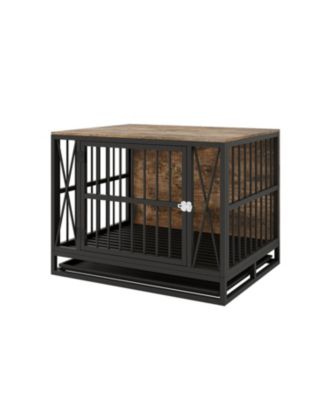 32.67 Inches Dog Kennel for Dogs up to 70 lb, with Removable Tray, Rustic Brown