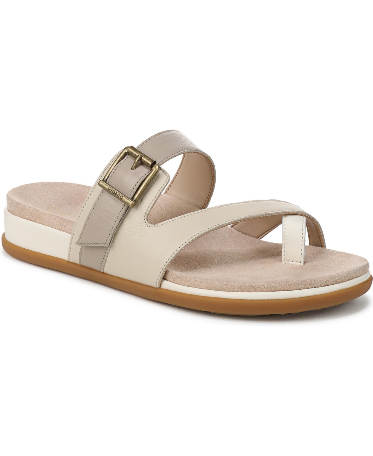 Vionic Womens Carmela Thong Sandals - Ivory leather