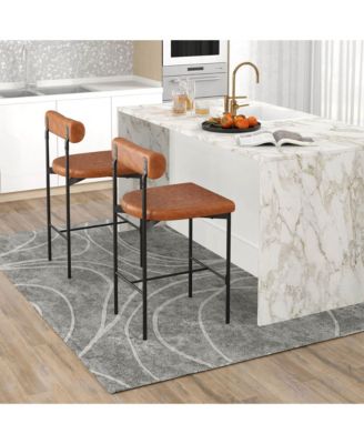  Set of 4   Upholstered   Padded Cushion & Backrest with Footrest   26" Bar Stools