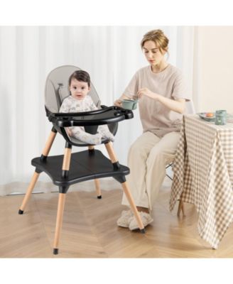 5-in-1 Baby Convertible Wooden High Chair with Detachable Tray