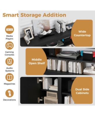 TV Cabinet with 3 Adjustable Shelves and Anti-Tipping Kits Secure Entertainment Center for Living Room