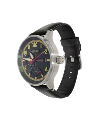 Men's Hawker Hurricane Mckellar Dual-Time Black Leather Strap Watch, 44mm