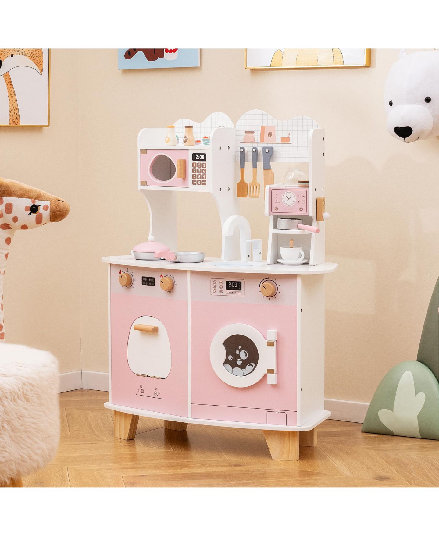 Детский игровой набор Slickblue Coffee Maker Kitchen Playset, Ages 3+, цвет: Розовый — фото 3