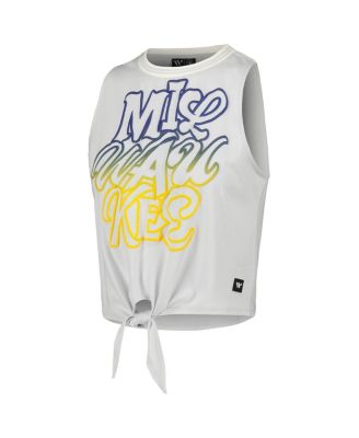 Women's White Milwaukee Brewers Twisted Tie Front Tank Top
