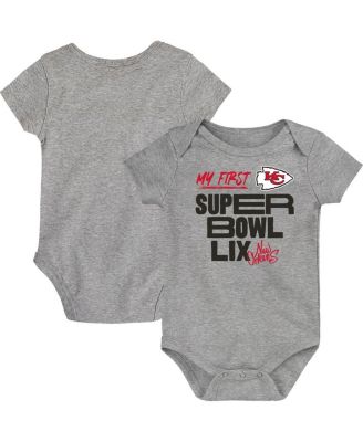Outerstuff - Newborn Heather Gray Kansas City Chiefs Super Bowl LIX My First Super Bowl Bodysuit
