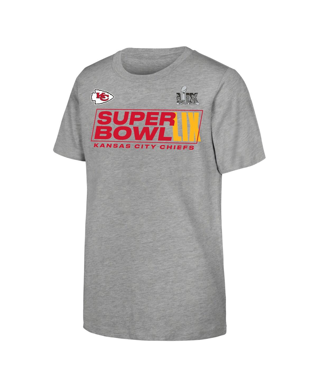Fanatics Big Boys And Girls Heather Gray Kansas City Chiefs Super Bowl Lix Roster T-shirt In Heather Gray