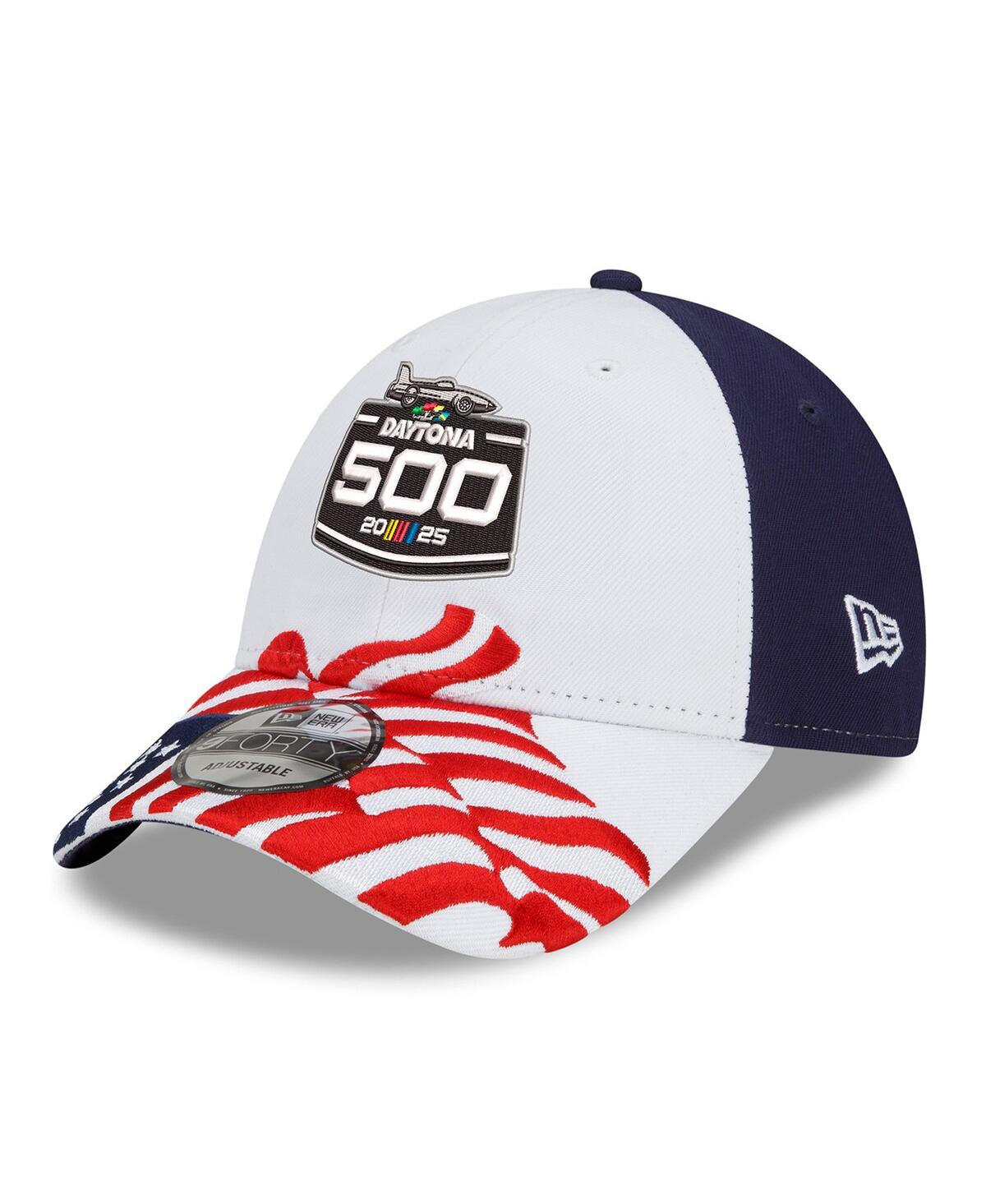 NEW ERA MEN'S WHITE/NAVY 2025 DAYTONA 500 9FORTY ADJUSTABLE HAT 