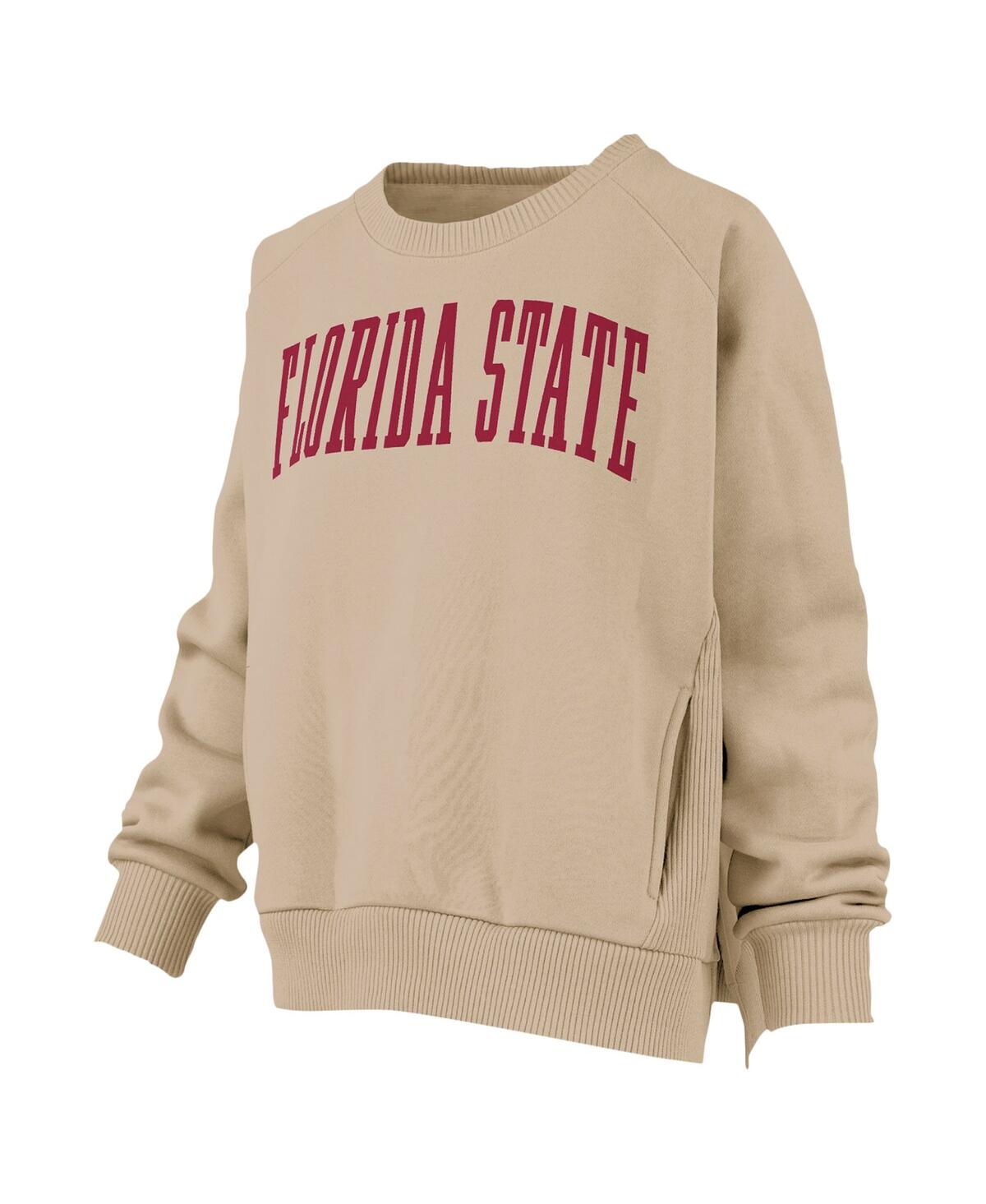 Pressbox Women's Khaki Florida State Seminoles Pocketed Raglan Pullover Sweatshirt In Khaki