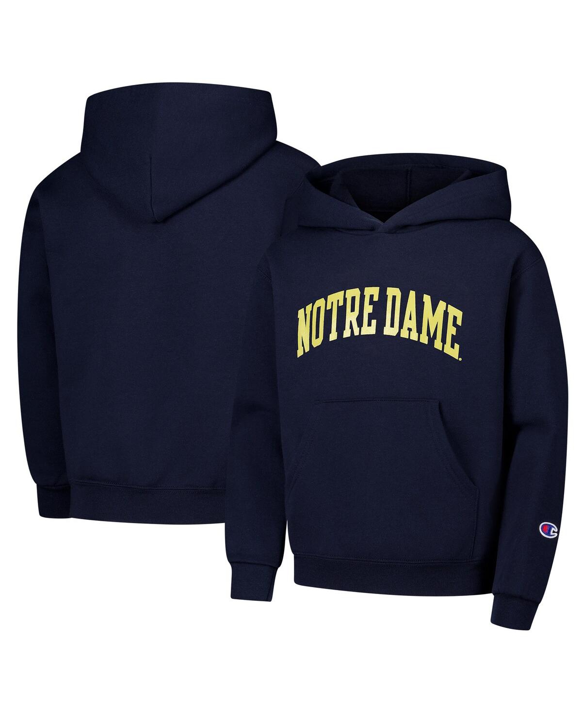 Champion Big Boys And Girls Navy Notre Dame Fighting Irish Basic Arch Hoodie In Navy