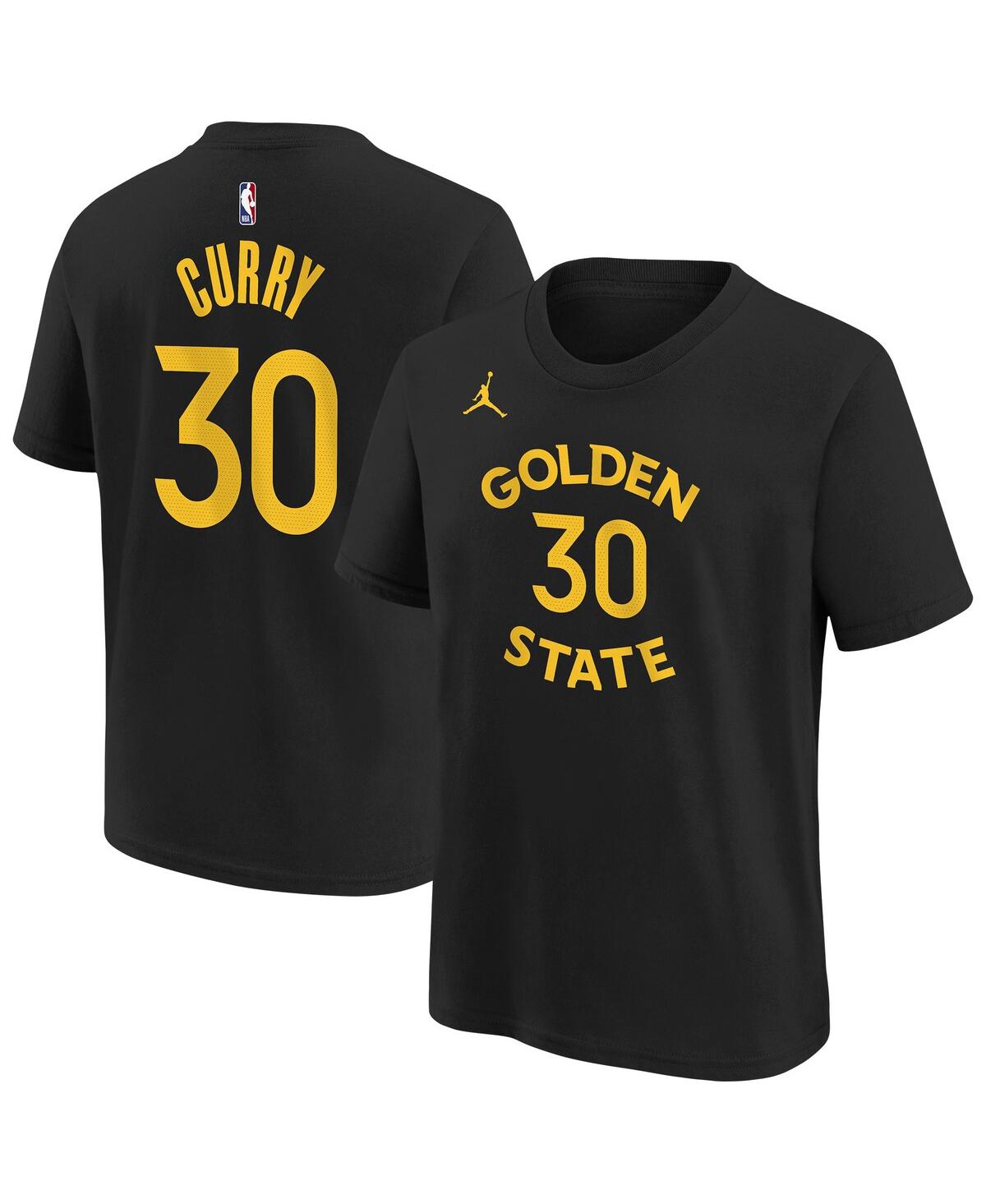 Jordan Big Boys And Girls Stephen Curry Black Golden State Warriors Statement Name Number T-shirt In Black
