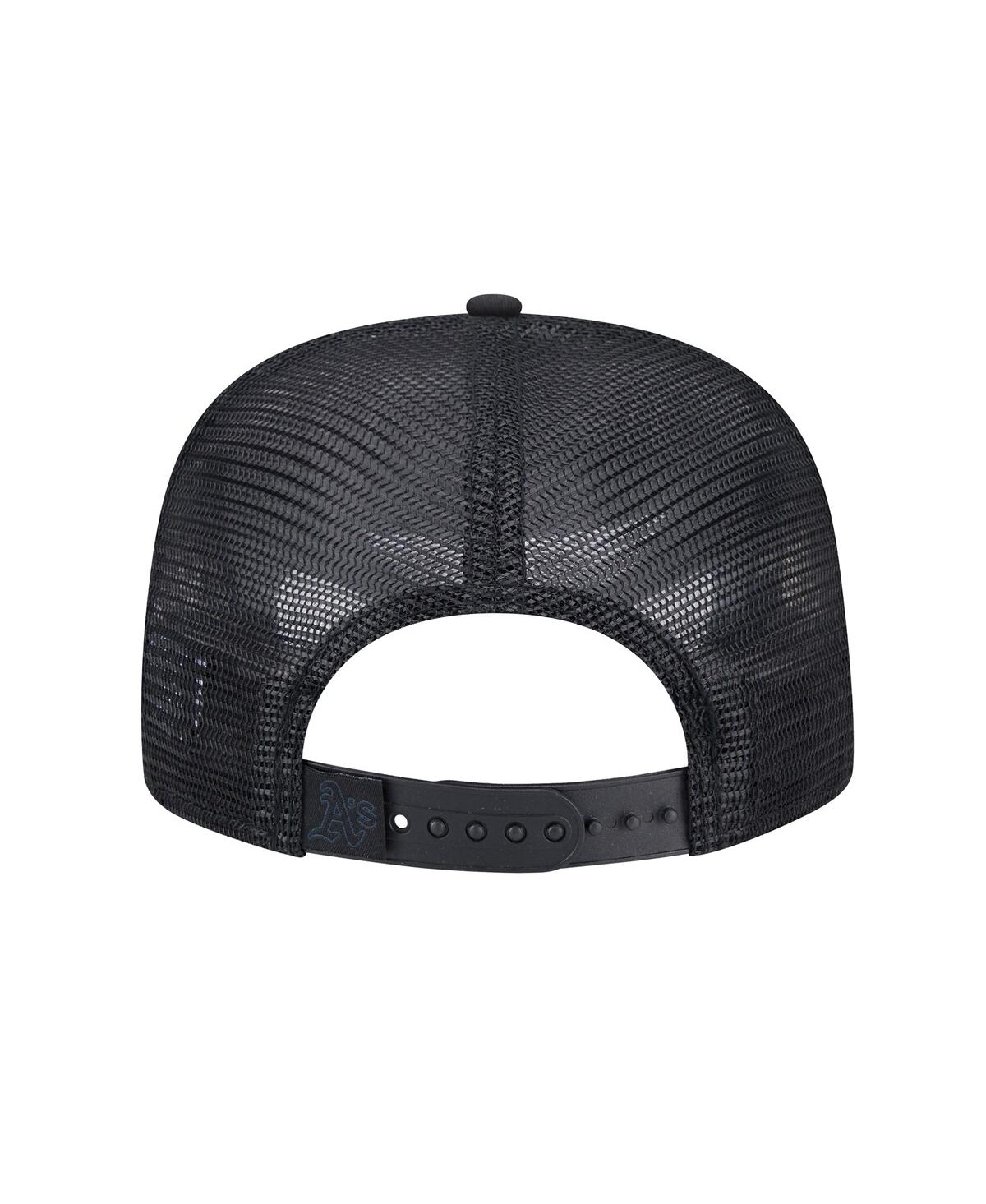 New Era Men's Black Athletics Score Check A-frame Trucker 9fifty Snapback Hat In Black