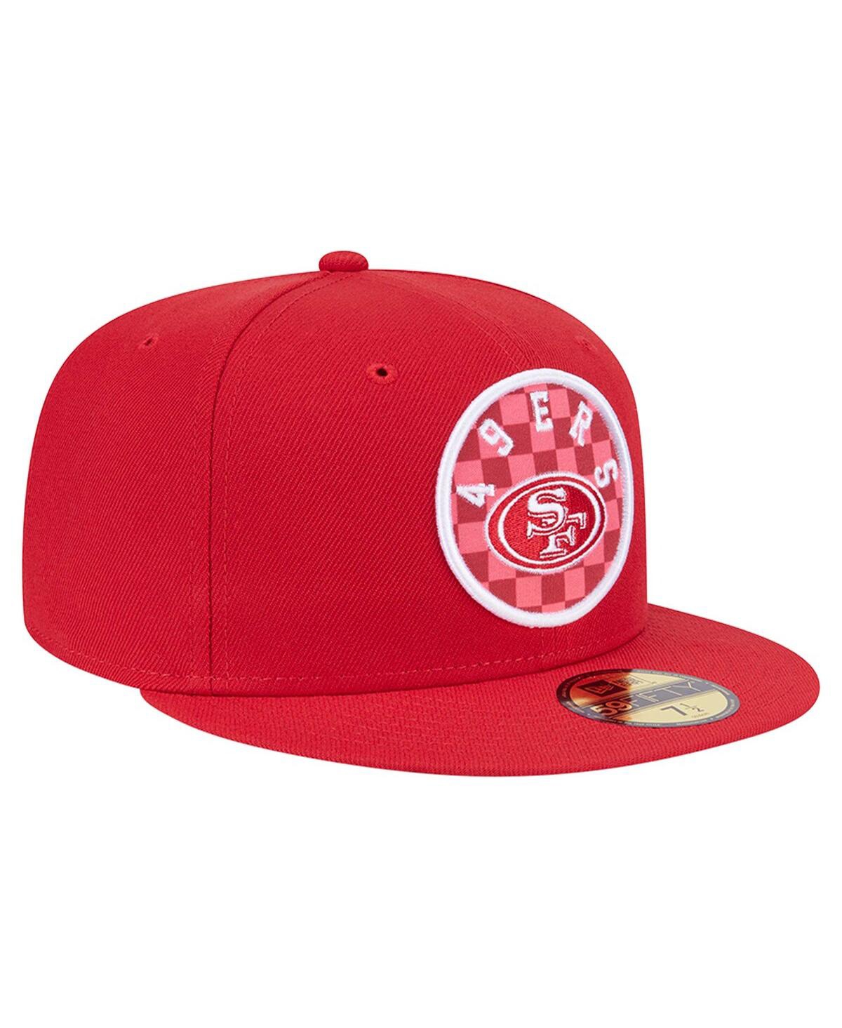 New Era Men's Scarlet San Francisco 49ers Checkered 59fifty Fitted Hat In Scarlet