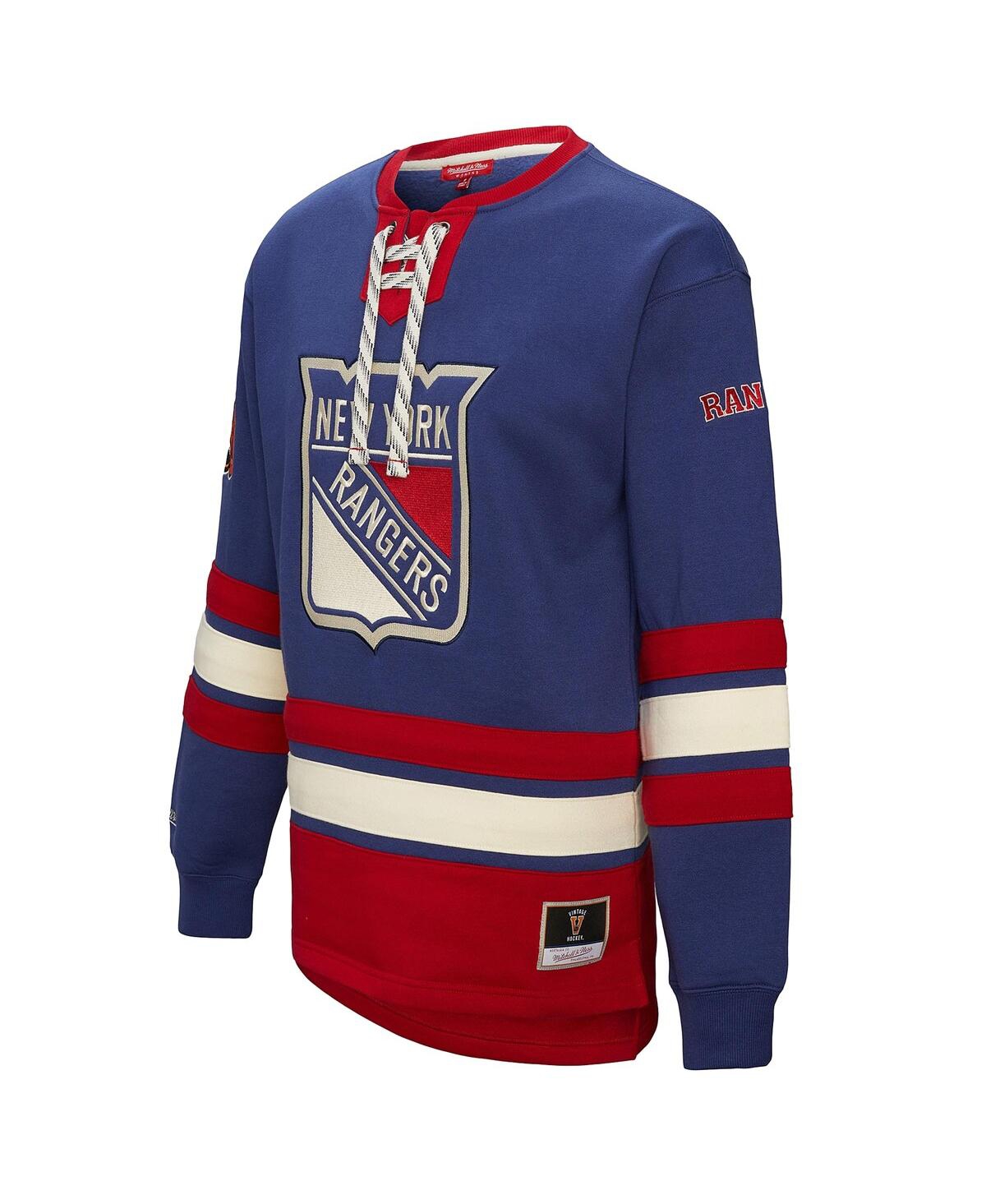 Mitchell & Ness Women's Blue New York Rangers Heritage Lace-up Pullover Sweatshirt In Blue
