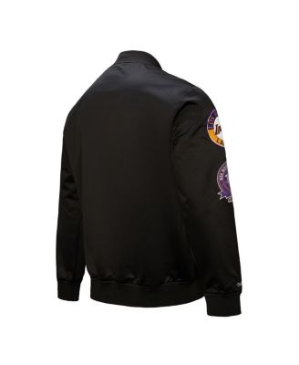 Men's Black Los Angeles Lakers Blackout Collection Vintage Full-Snap Satin Jacket
