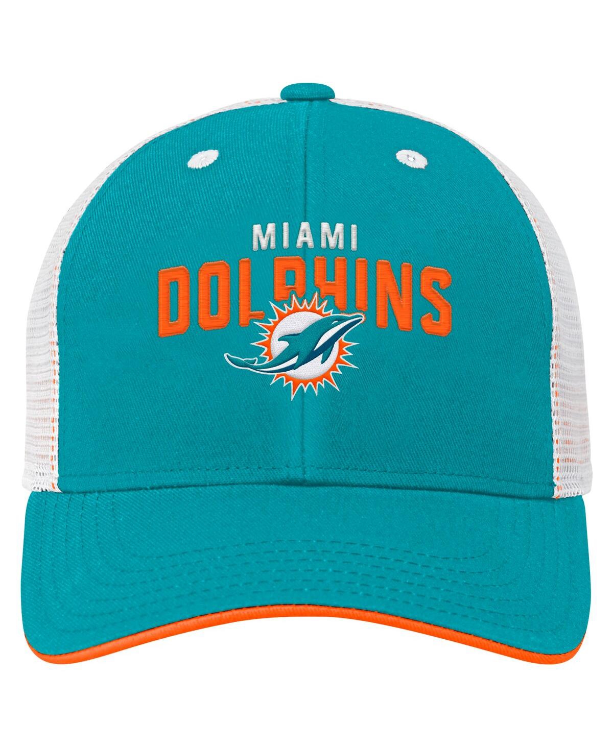 Outerstuff Preschool Aqua Miami Dolphins Core Lockup Trucker Adjustable Hat In Aqua