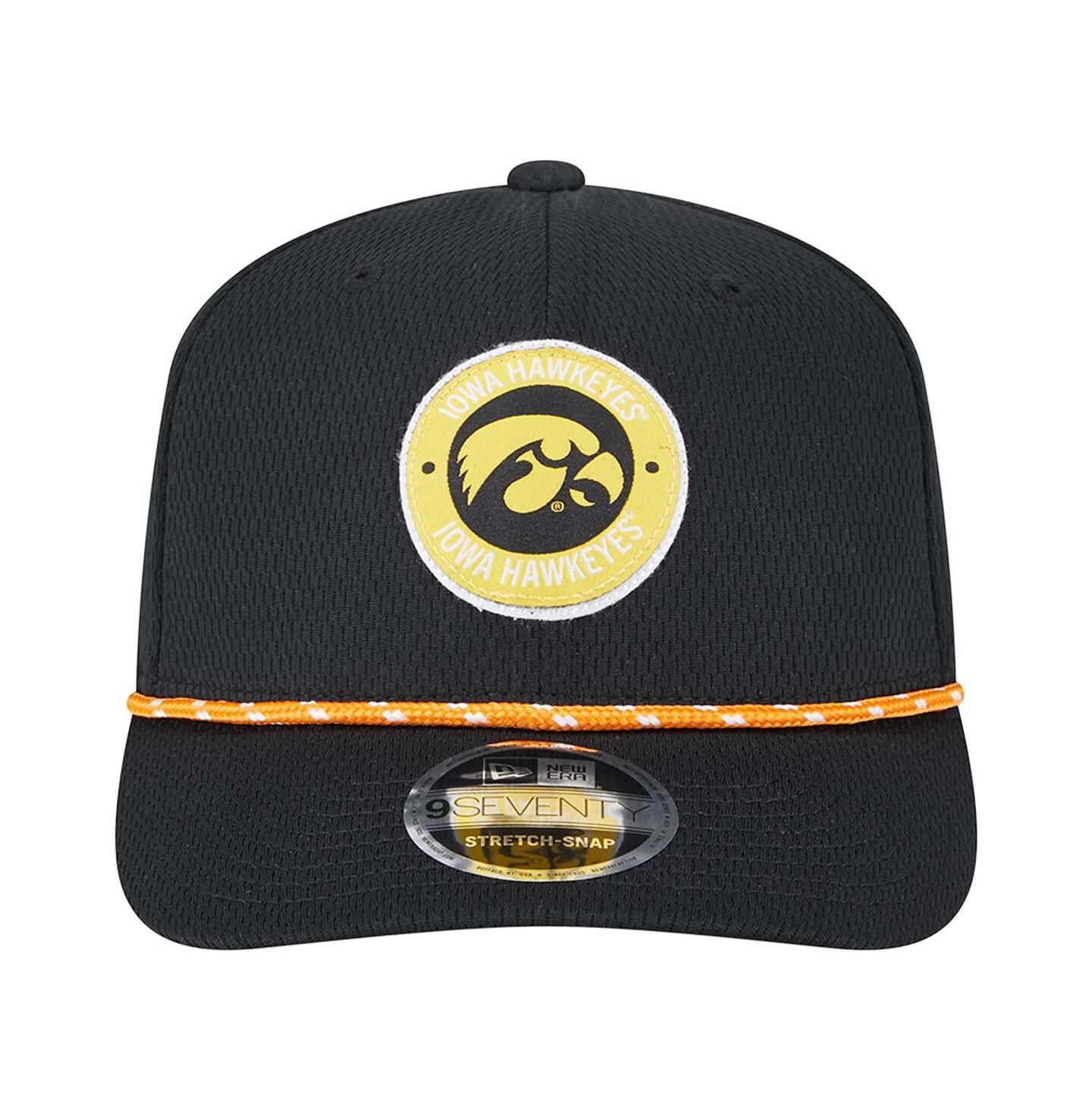 Мужской головной убор New Era Black Iowa Hawkeyes Coolera 9SEVENTY Rope Stretch-Snap Hat — фото 5
