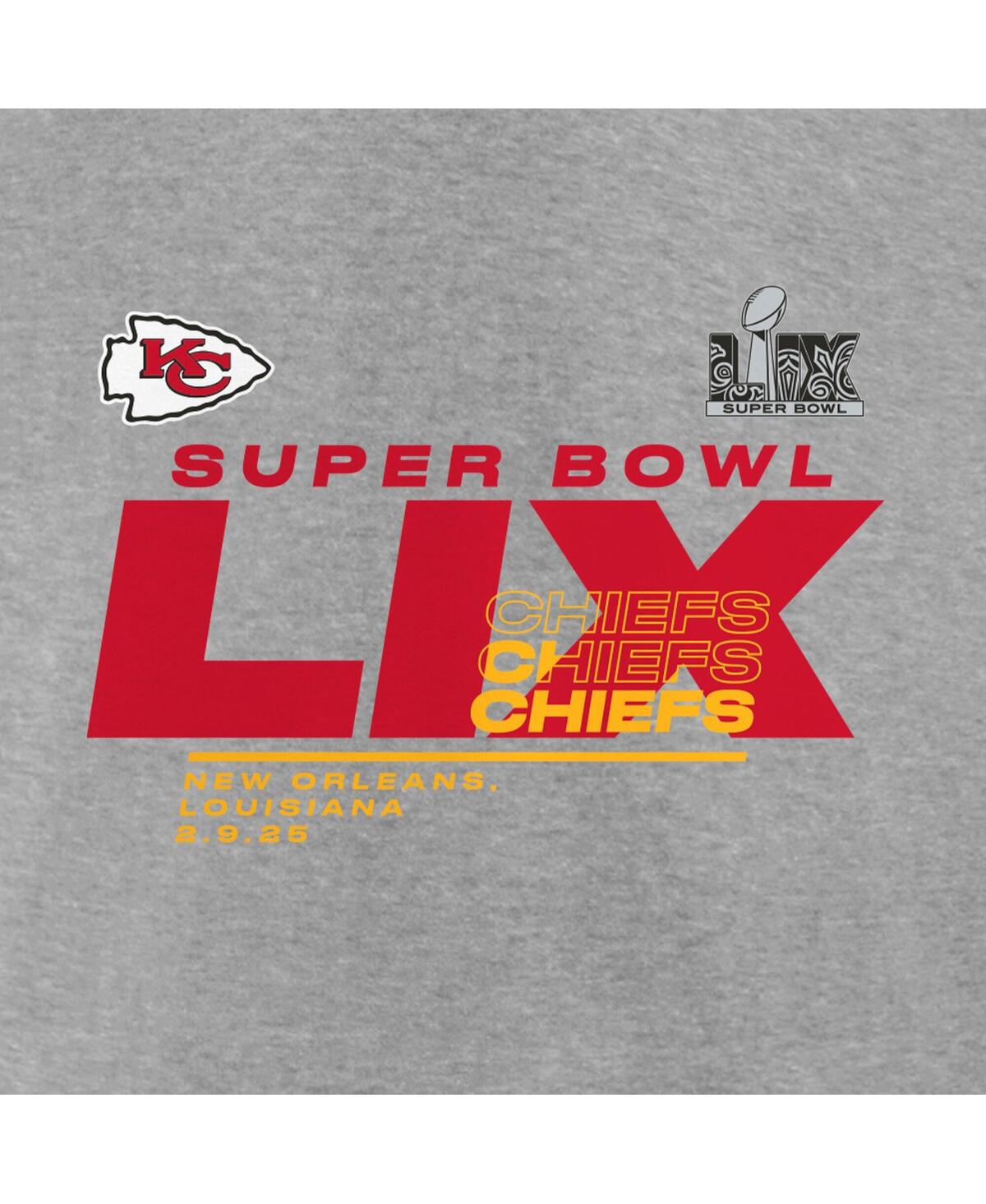 Fanatics Men's Heather Gray Kansas City Chiefs Super Bowl Lix Big Tall Quick Pass Long Sleeve T-shirt In Heather Gray