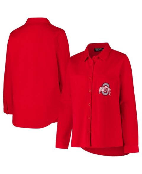 Женские куртки Fanatics Women's Scarlet Ohio State Buckeyes Plus Size Button-Up Shacket