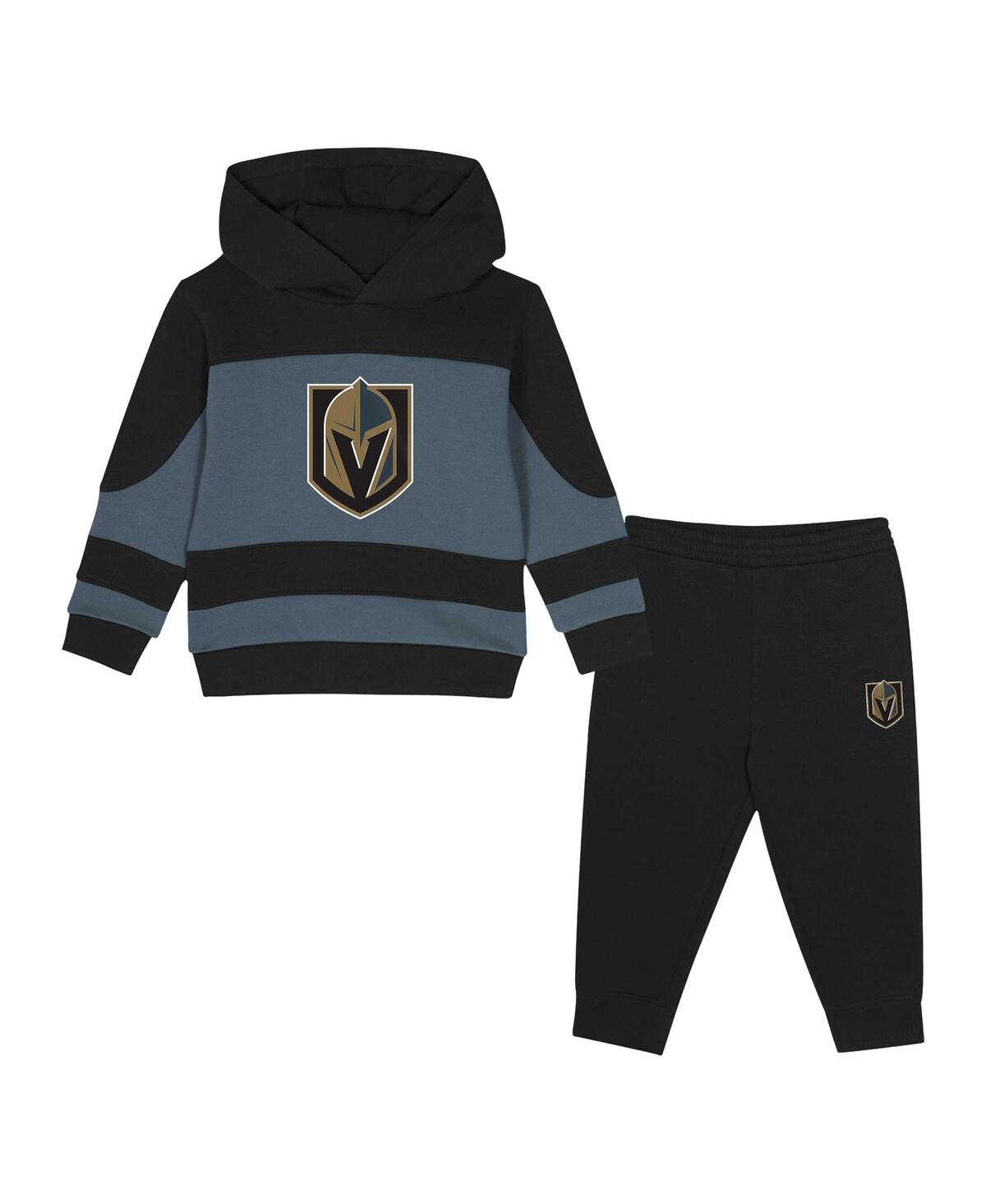 Outerstuff Toddler Black/gray Vegas Golden Knights Puck Hero Fleece Hoodie And Sweatpants Set, 2-piece In Black,gray