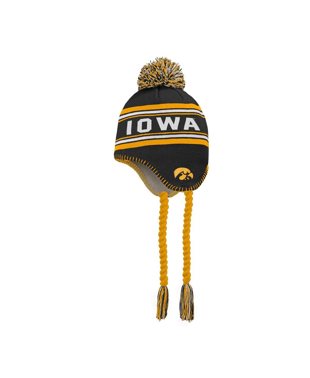 Fanatics Big Boys And Girls Black Iowa Hawkeyes Jacquard Tassel With Pom Knit Hat In Black
