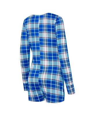 Women's Royal/Red Philadelphia Phillies Ashford Plaid V-Neck Knit Romper