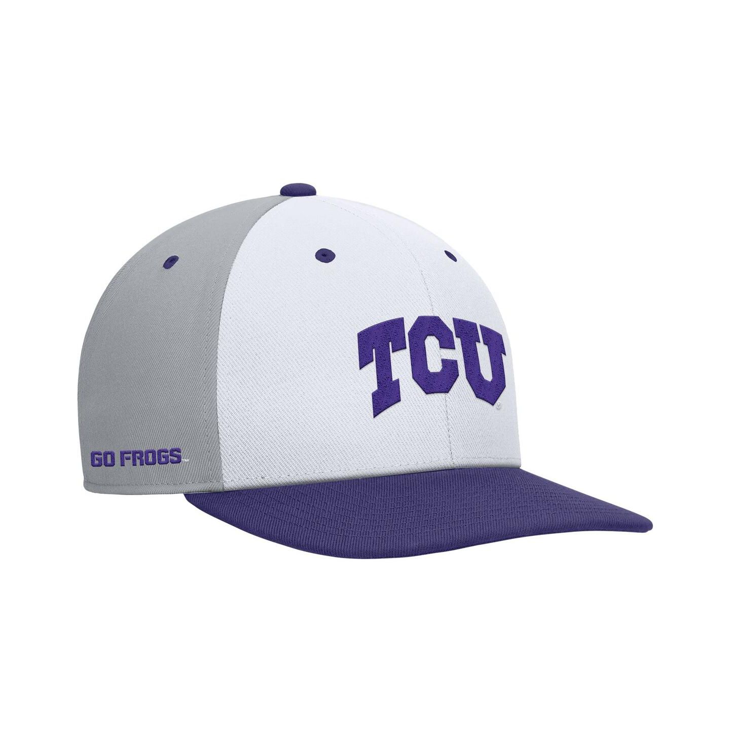Мужская кепка Nike White/Gray TCU Horned Frogs Pro Performance Snapback Hat — фото 1