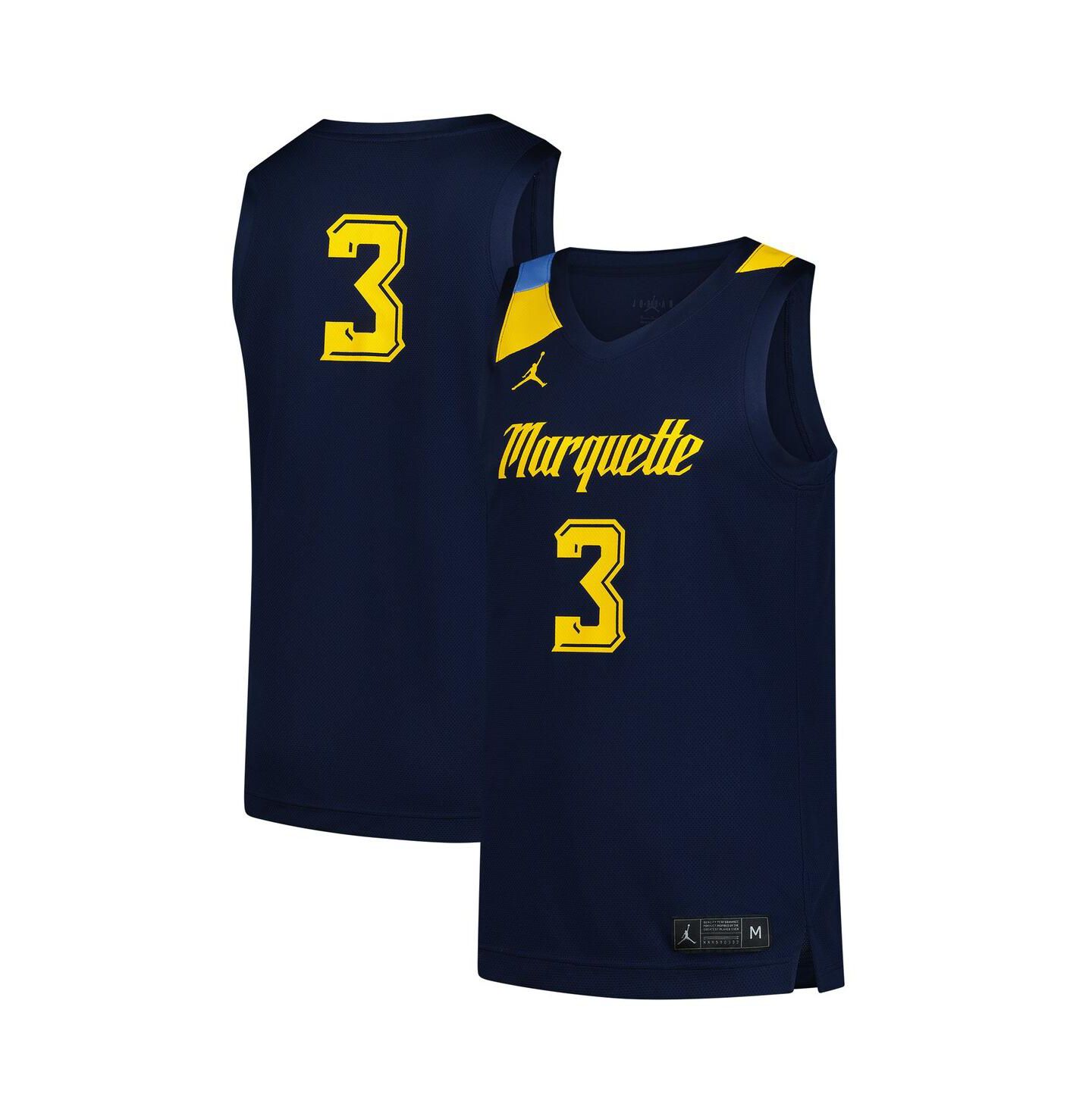 Мужской топ Jordan 3 Navy Marquette Golden Eagles Replica Basketball Jersey — фото 1