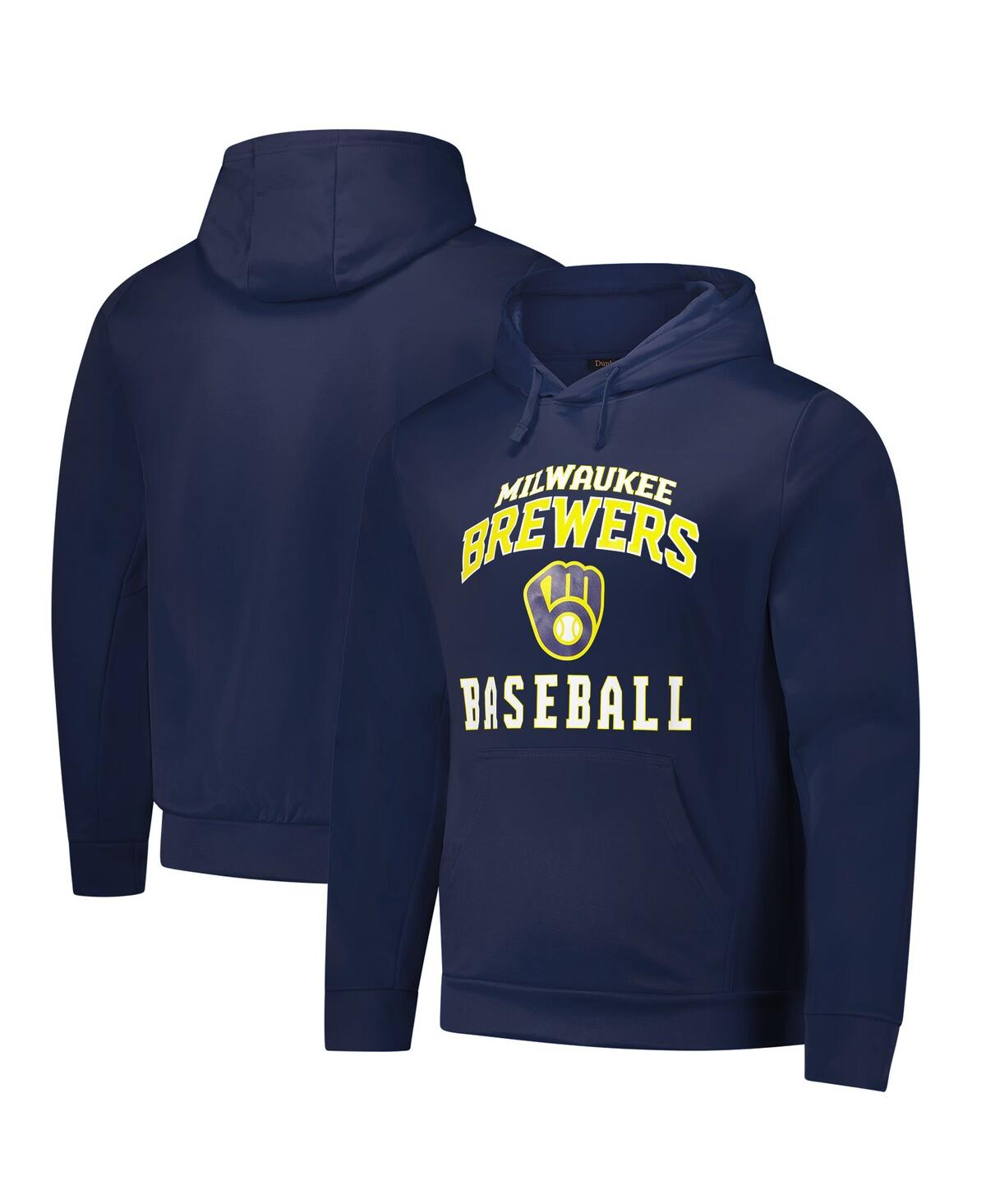 DUNBROOKE MEN'S NAVY MILWAUKEE BREWERS CHAMPION PULLOVER HOODIE 