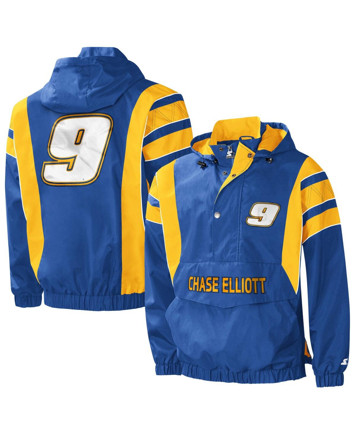 Starter Men's Royal/yellow Chase Elliott Impact Half-snap Pullover Jacket In Multi