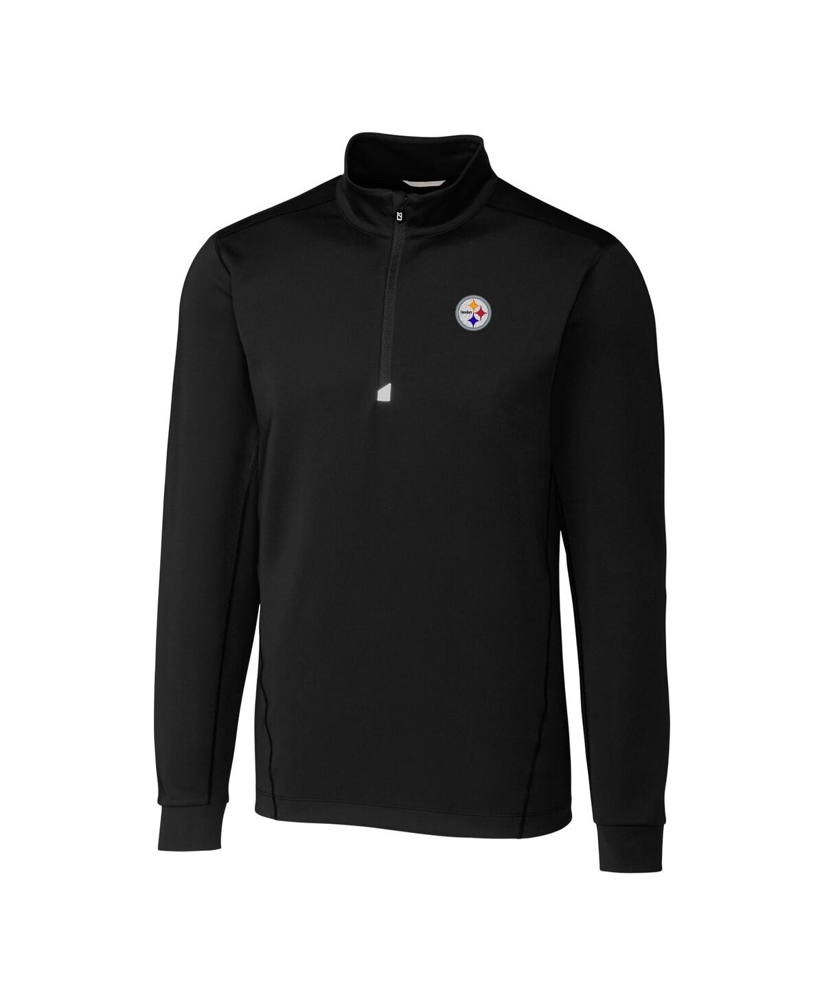 Men's Black Pittsburgh Steelers Big Tall Traverse Half-Zip Pullover Jacket - Black