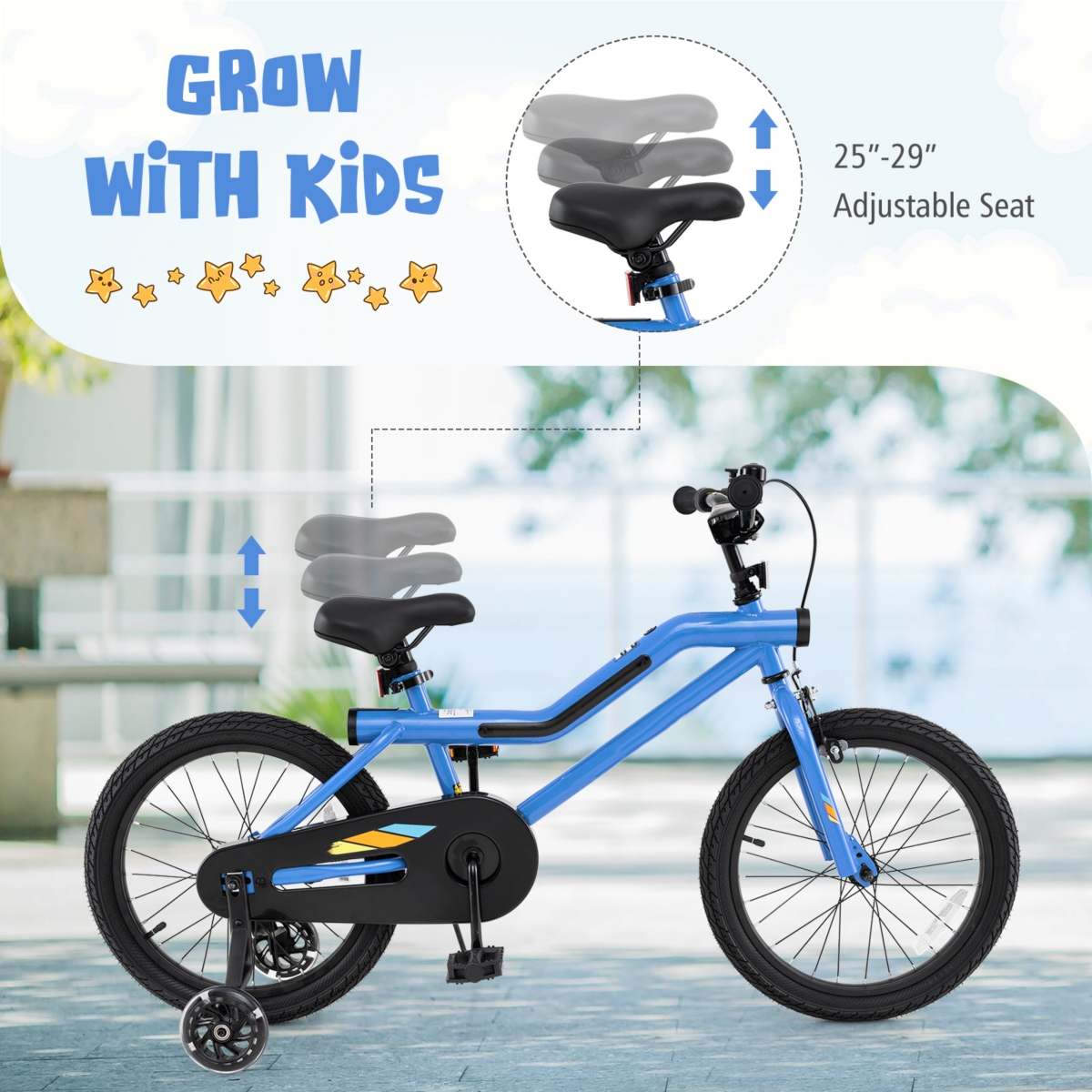 Kids Bike Led Lighted Adjustable with Training Wheels Perfect for 4-7 Years Old Kids, Safe and Fun Ride
