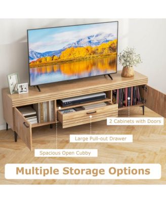 TV Stand for 65 Inch TVs Modern Entertainment Center with Drawer 2 Storage Cabinets