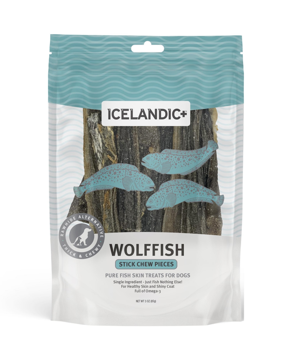 Stick Chews & Pieces: Wolffish Skin - Dog Treat 3oz - Multi