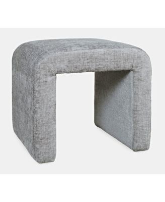 Luxury Curved Upholstered Waterfall Jacquard Petite Ottoman Bench - Set of 2