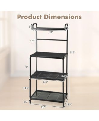 4-Tier Kitchen Microwave Storage Rack with Metal Shelves