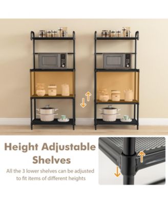 4-Tier Kitchen Microwave Storage Rack with Metal Shelves