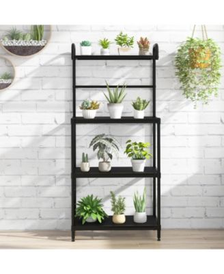 4-Tier Kitchen Microwave Storage Rack with Metal Shelves