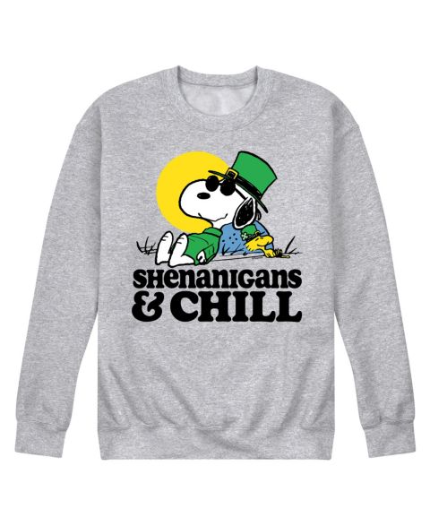 Мужской топ AIRWAVES Peanuts St Patrick's Day Shenanigans Chill Long Sleeve Fleece, цвет: Серый
