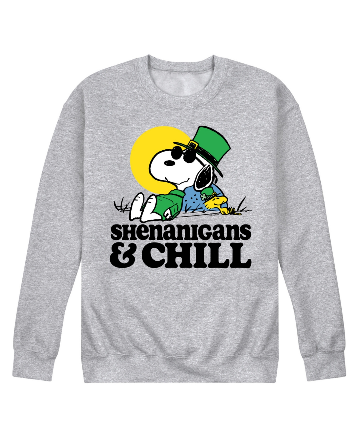 Airwaves Men's Peanuts St Patrick's Day Shenanigans Chill Long Sleeve Fleece In Gray