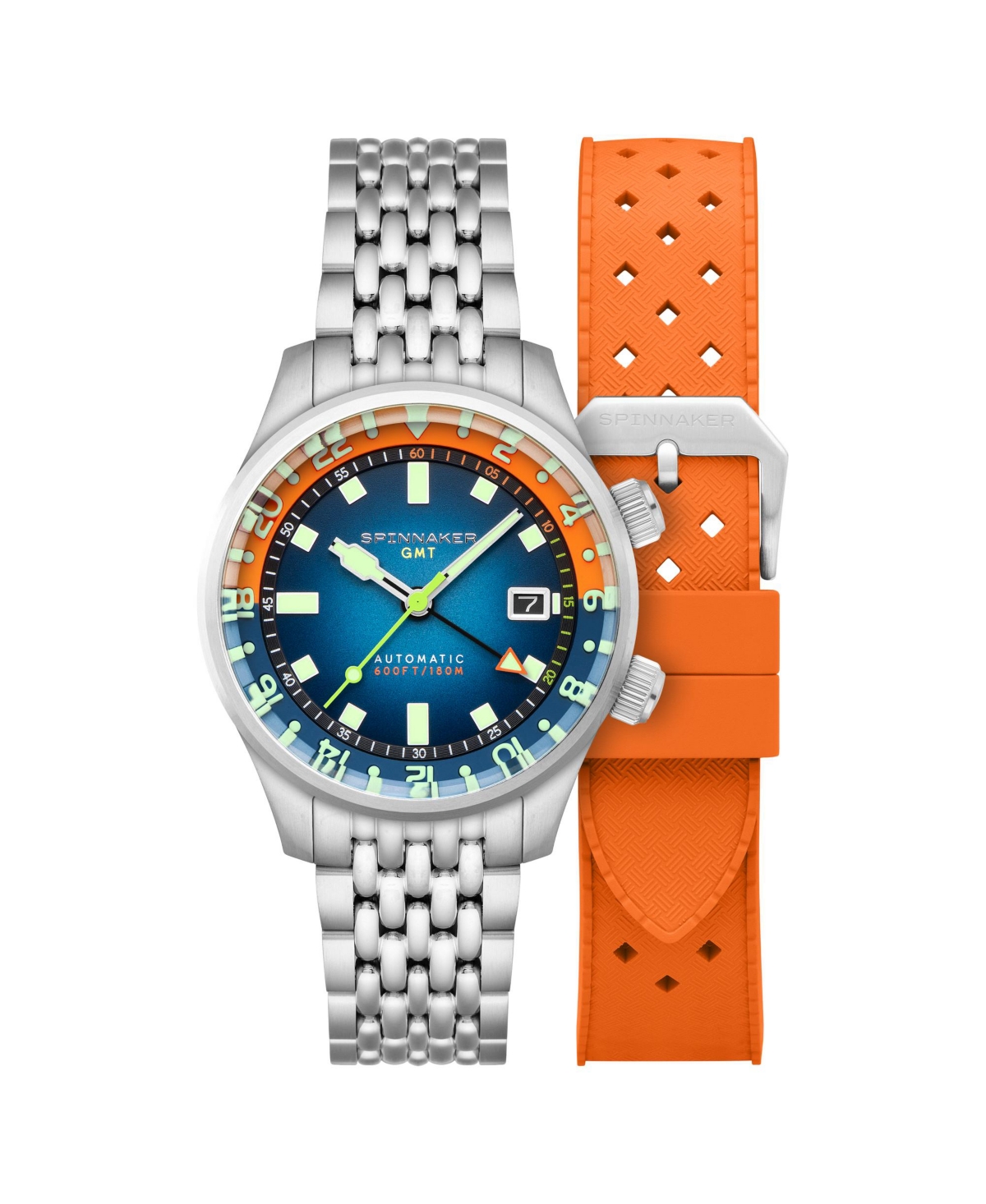 Men's Bradner Gmt Automatic Solid Stainless Steel Bracelet Watch, 42mm - Blue