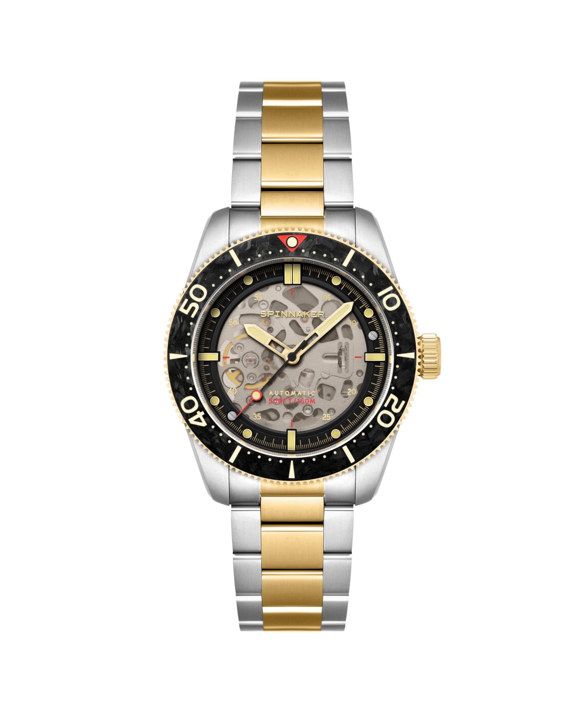 Men's Croft 42 Skeleton Automatic Two Tone Solid Stainless Steel Bracelet Watch, 42mm - Black