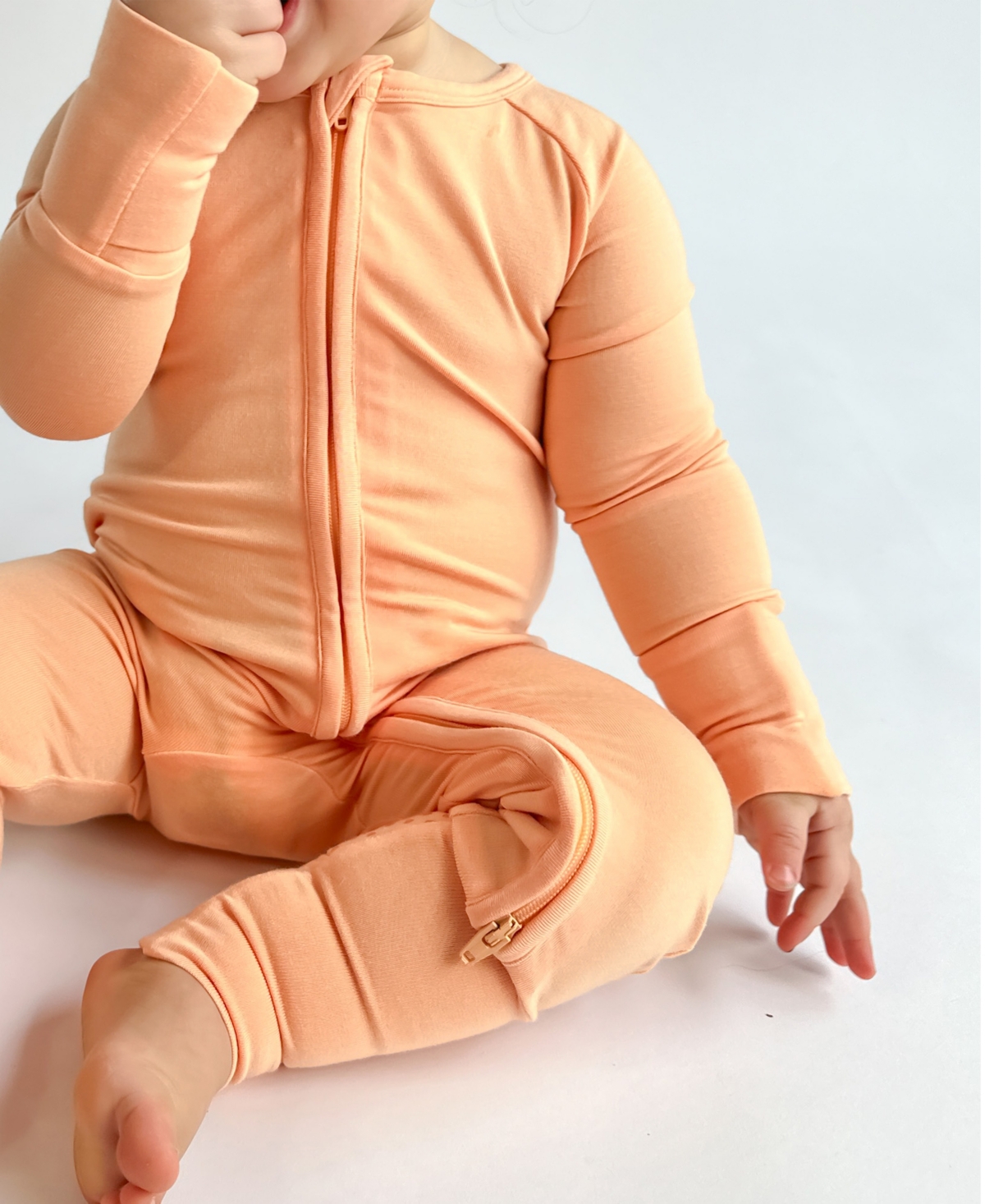 Tiny Knot Co. Baby Boys And Girls Convertible 2 Way Zippered Footed Coverall In Apricute