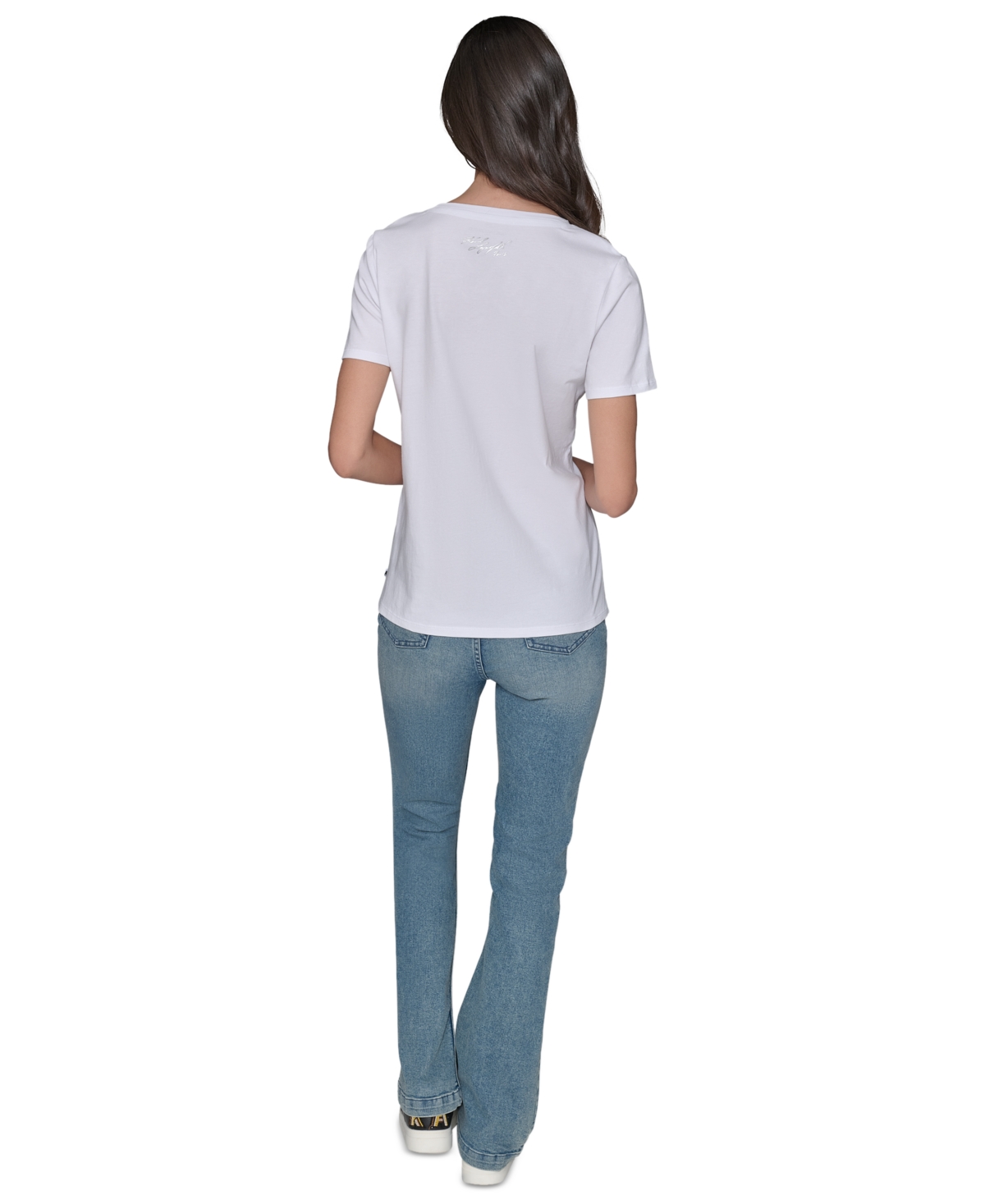 Shop Karl Lagerfeld Women's Jewel Eiffel Crewneck T-shirt In White