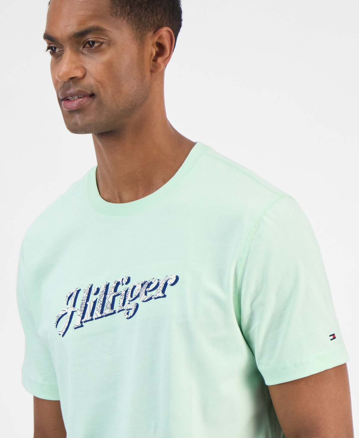 TOMMY HILFIGER MEN'S SHORT SLEEVE CREWNECK SCRIPT LOGO T-SHIRT 