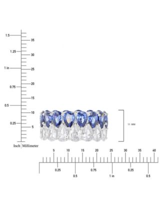 Cubic Zirconia Blue & White Pear Eternity Band in Sterling Silver