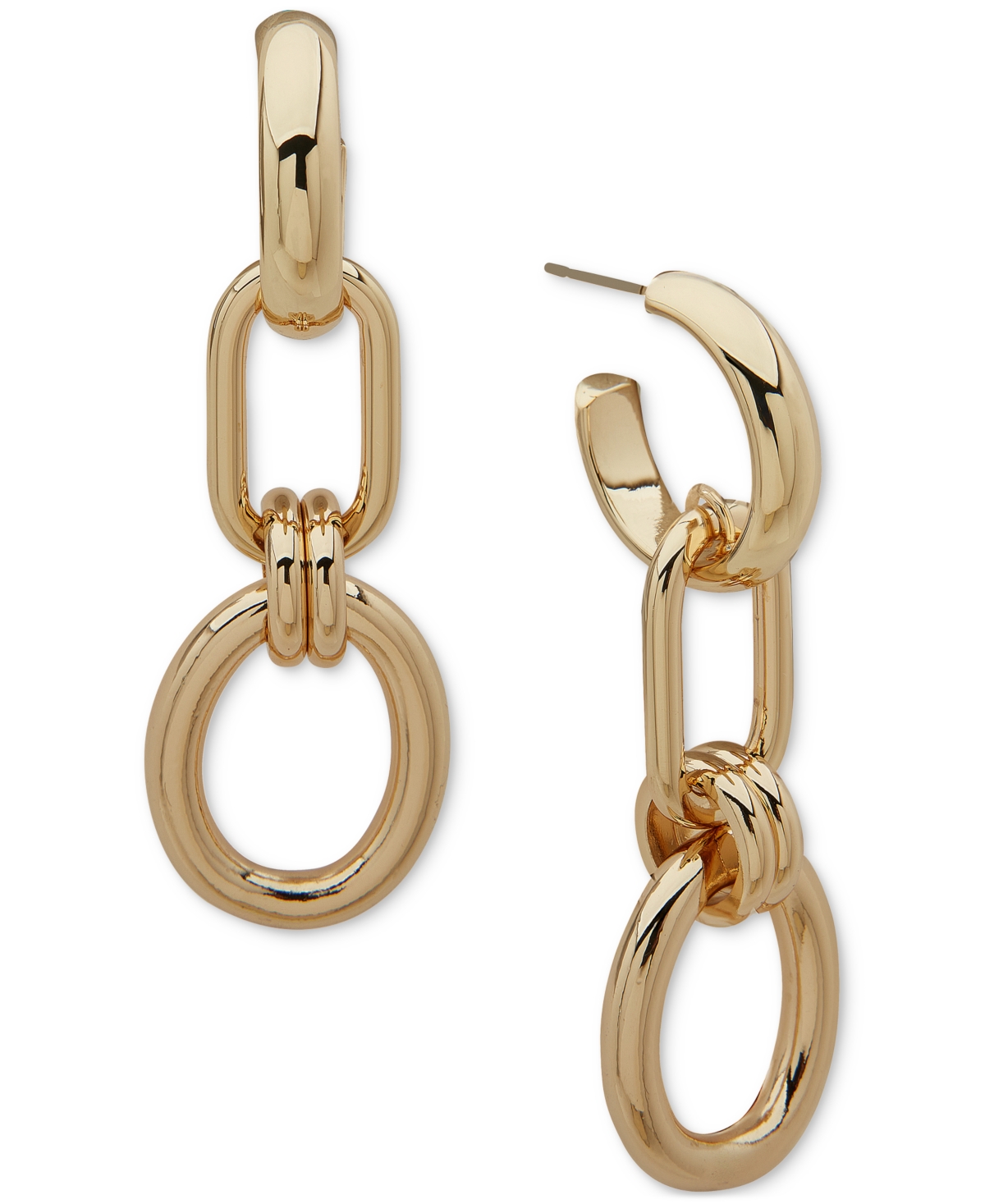 Gold-Tone Polished Chain Link Drop Earrings - Gold