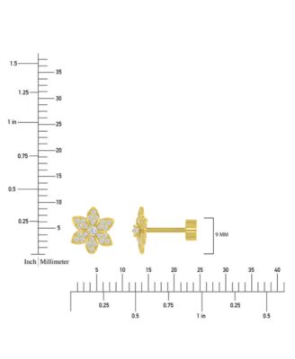 Cubic Zirconia Pav&eacute; Flower Stud Earrings in 14k Gold-Plated Sterling Silver