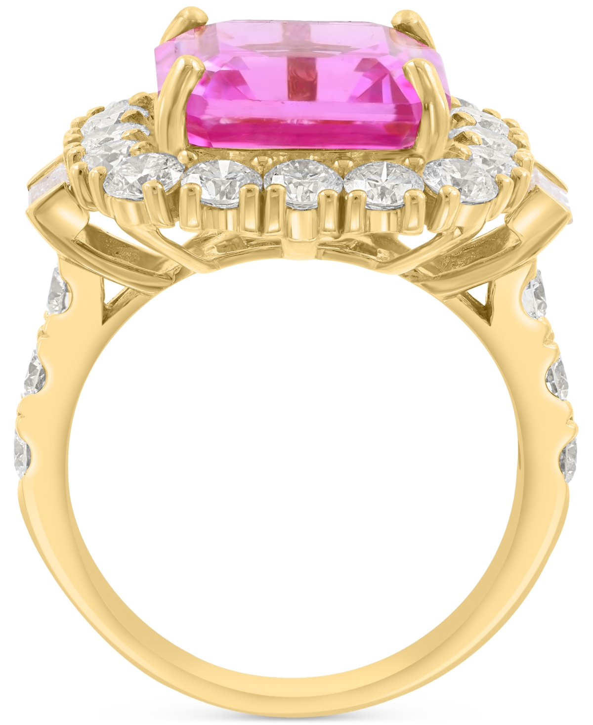EFFY COLLECTION EFFY LAB GROWN PINK SAPPHIRE (5-1/4 CT. T.W.) & LAB GROWN DIAMOND (2-1/3 CT. T.W.) HALO RING IN 14K  