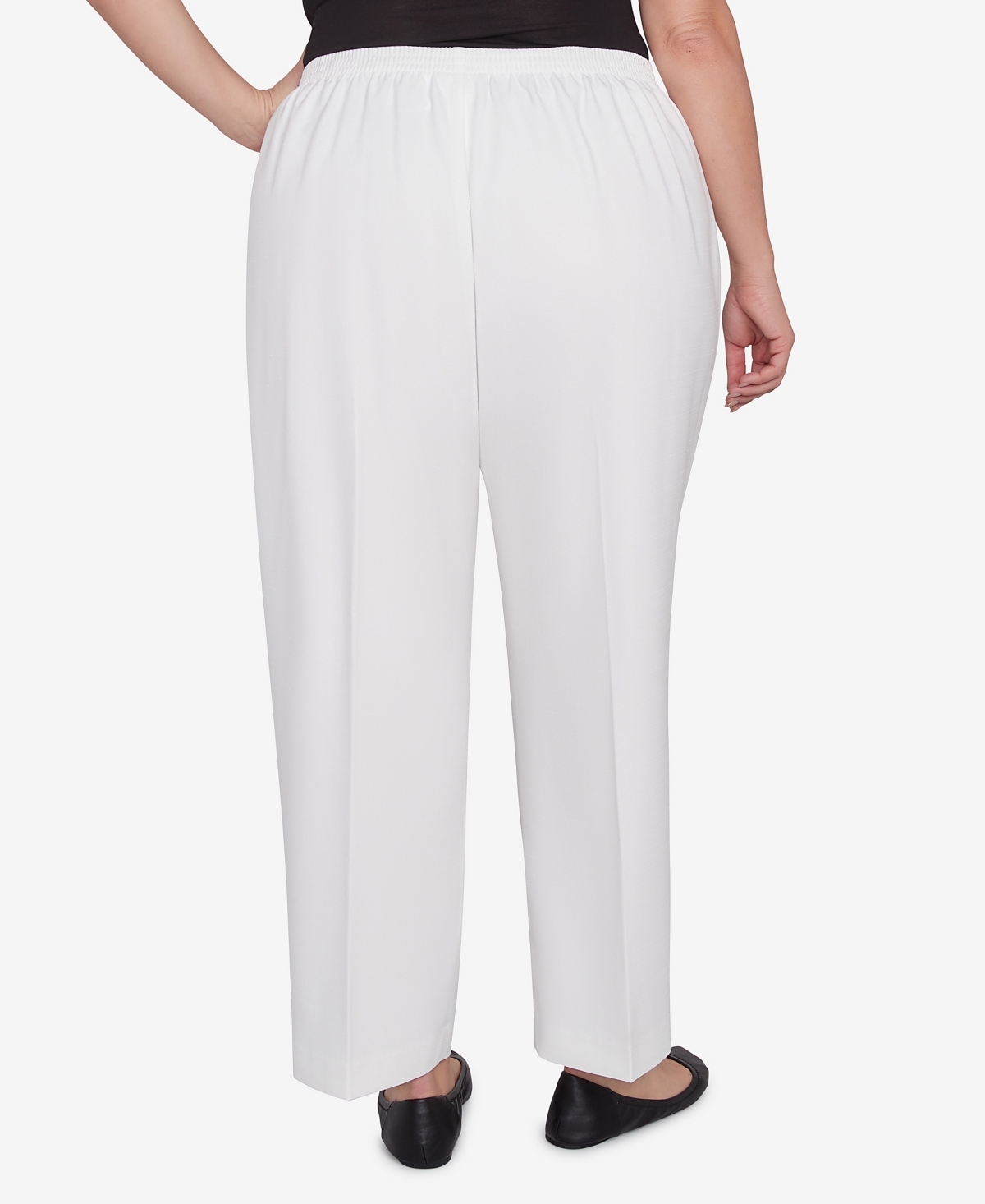 Alfred Dunner Plus Size Copenhagen Soft Heather Microfiber Average Length Pants In Oyster